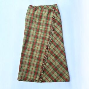 Vintage Wool plaid full length skirt size 8